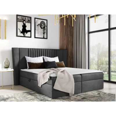 MIRJAN24 Boxspringbett SPARK in Anthrazit, Liegefläche 120x200 cm – mit Bettkasten, Bonellfederkern
